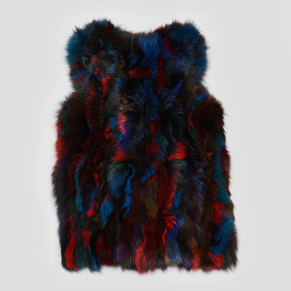 NWT Zadig&Voltaire Fete Deluxe Fur Vest Red & Brown - Picture 2 of 3